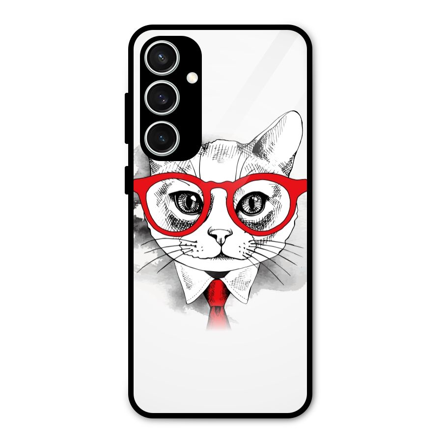 Business Cat Glass Back Case for Galaxy S23 FE
