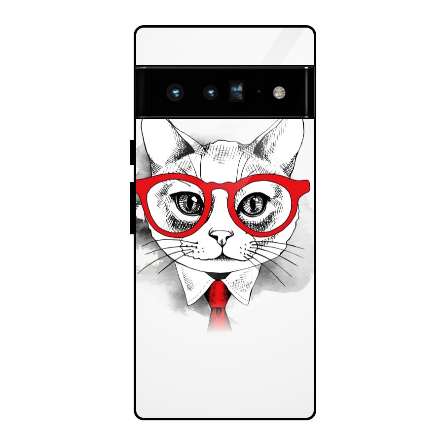 Business Cat Glass Back Case for Google Pixel 6 Pro
