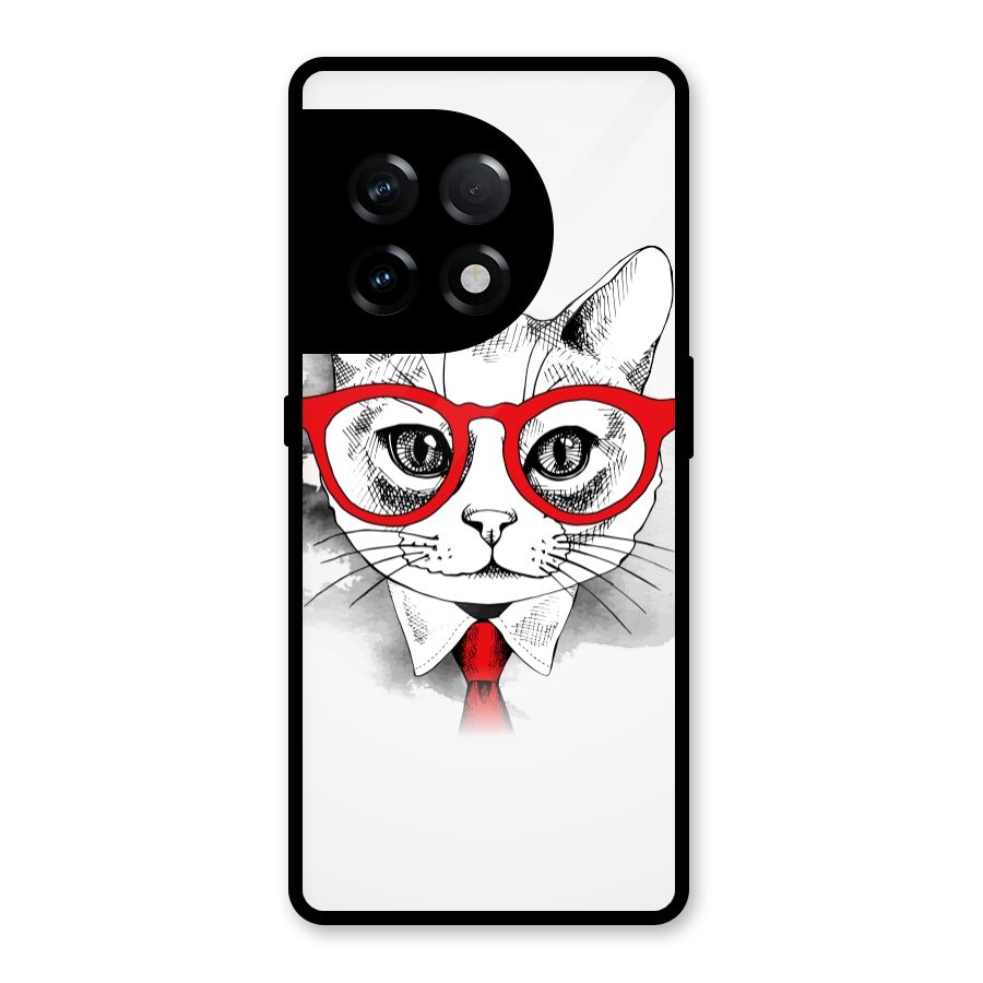 Business Cat Glass Back Case for OnePlus 11R