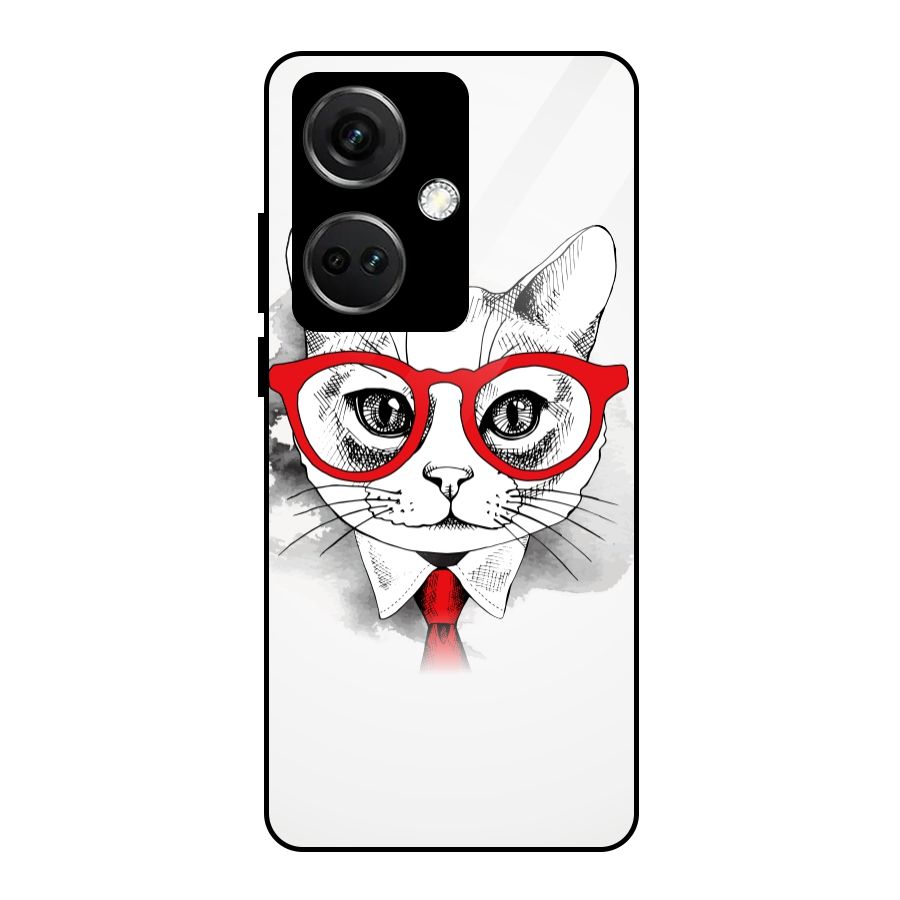 Business Cat Glass Back Case for OnePlus Nord CE 3 5G