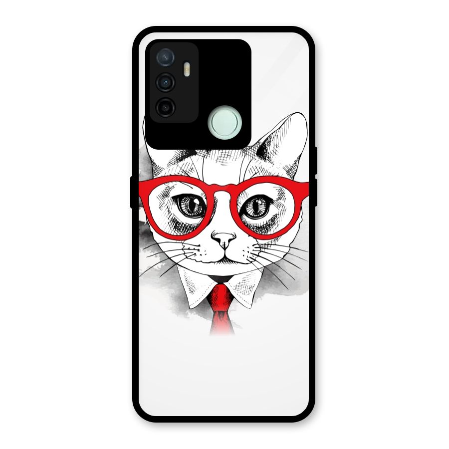 Business Cat Glass Back Case for Oppo A53