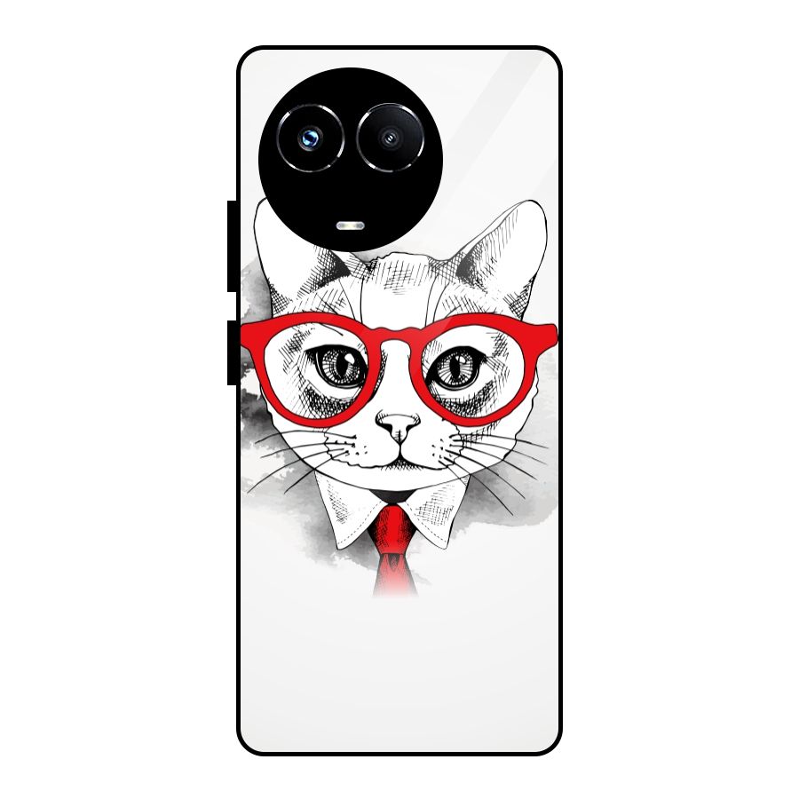 Business Cat Glass Back Case for Realme Narzo 60X