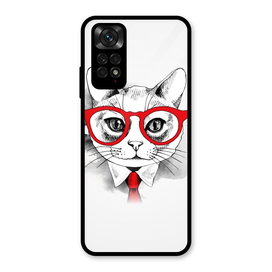 Business Cat Glass Back Case for Redmi Note 11S