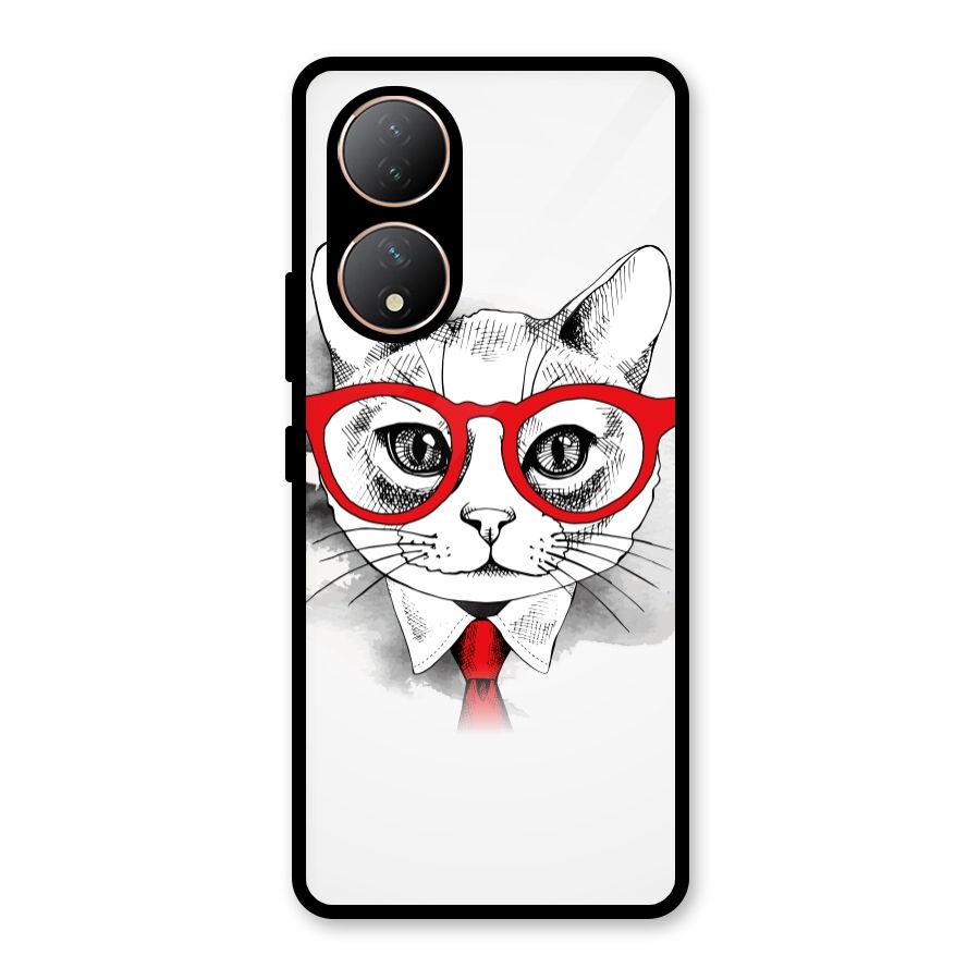 Business Cat Glass Back Case for Vivo Y100A