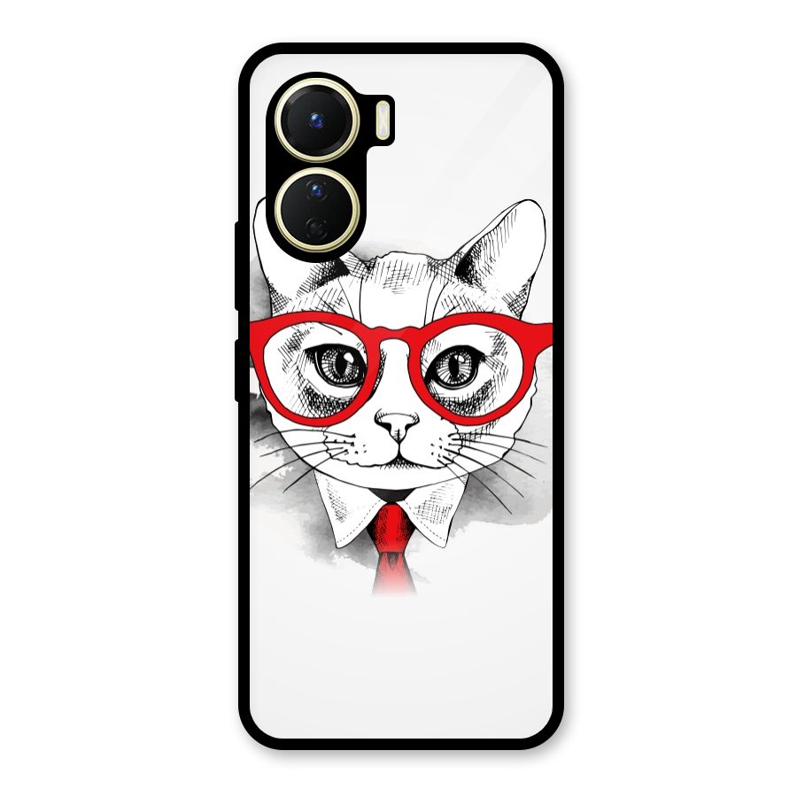 Business Cat Glass Back Case for Vivo Y16