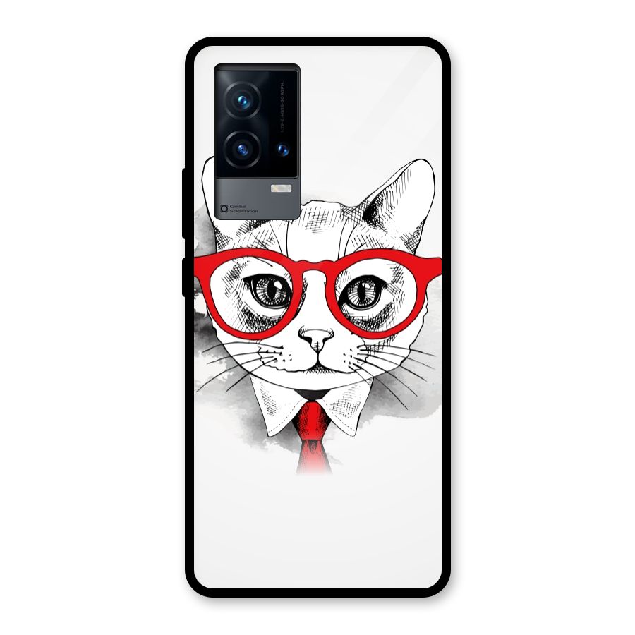Business Cat Glass Back Case for iQOO 9 5G