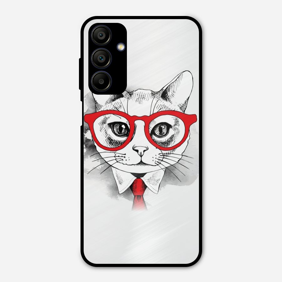Business Cat Metal Back Case for Galaxy A15 5G