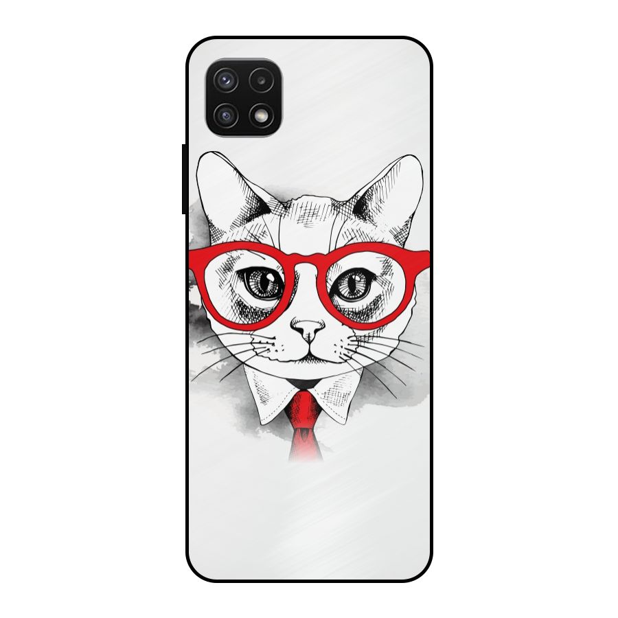 Business Cat Metal Back Case for Galaxy A22 5G