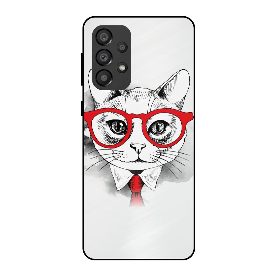 Business Cat Metal Back Case for Galaxy A33 5G