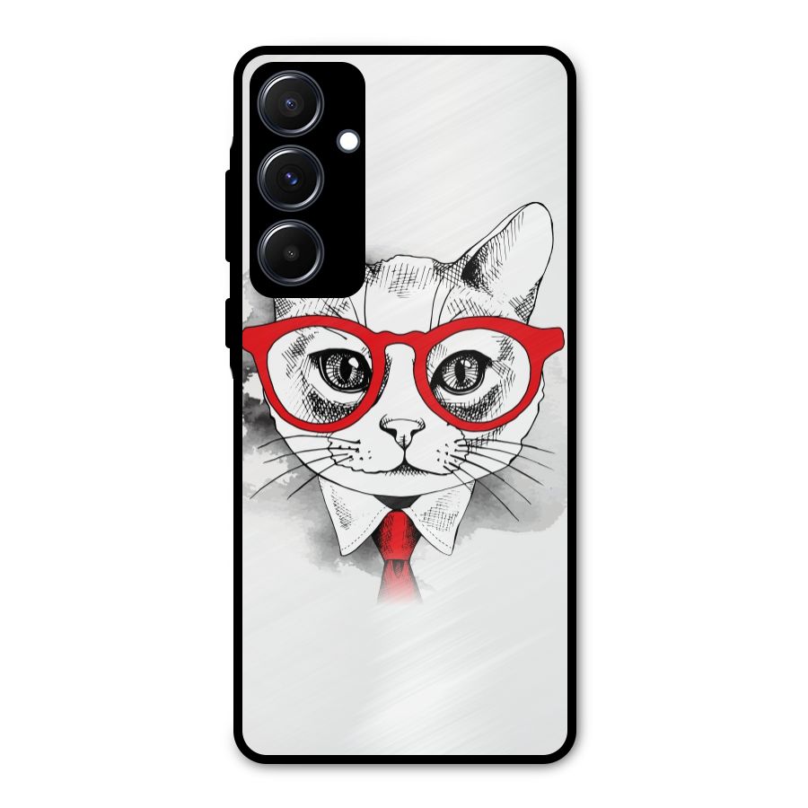 Business Cat Metal Back Case for Galaxy A55