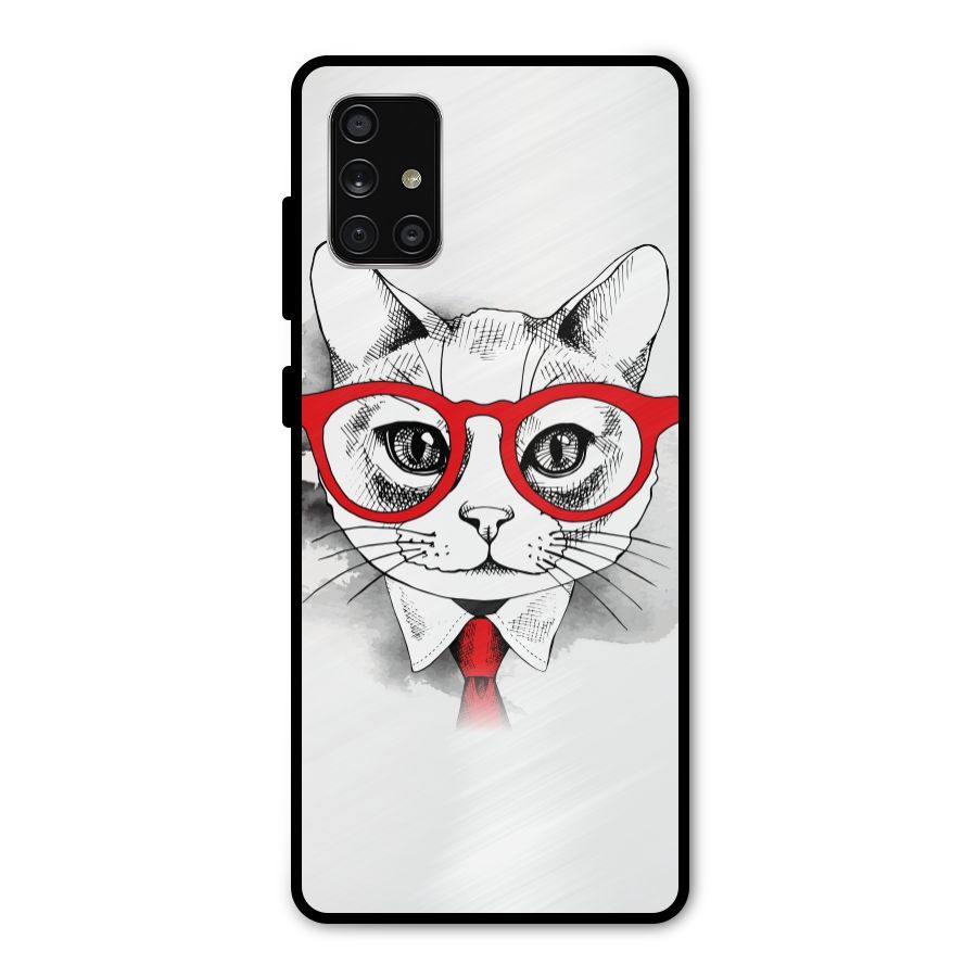 Business Cat Metal Back Case for Galaxy A71
