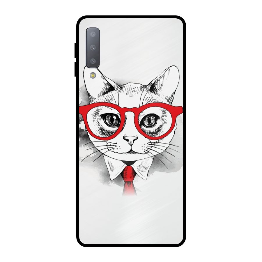 Business Cat Metal Back Case for Galaxy A7 (2018)