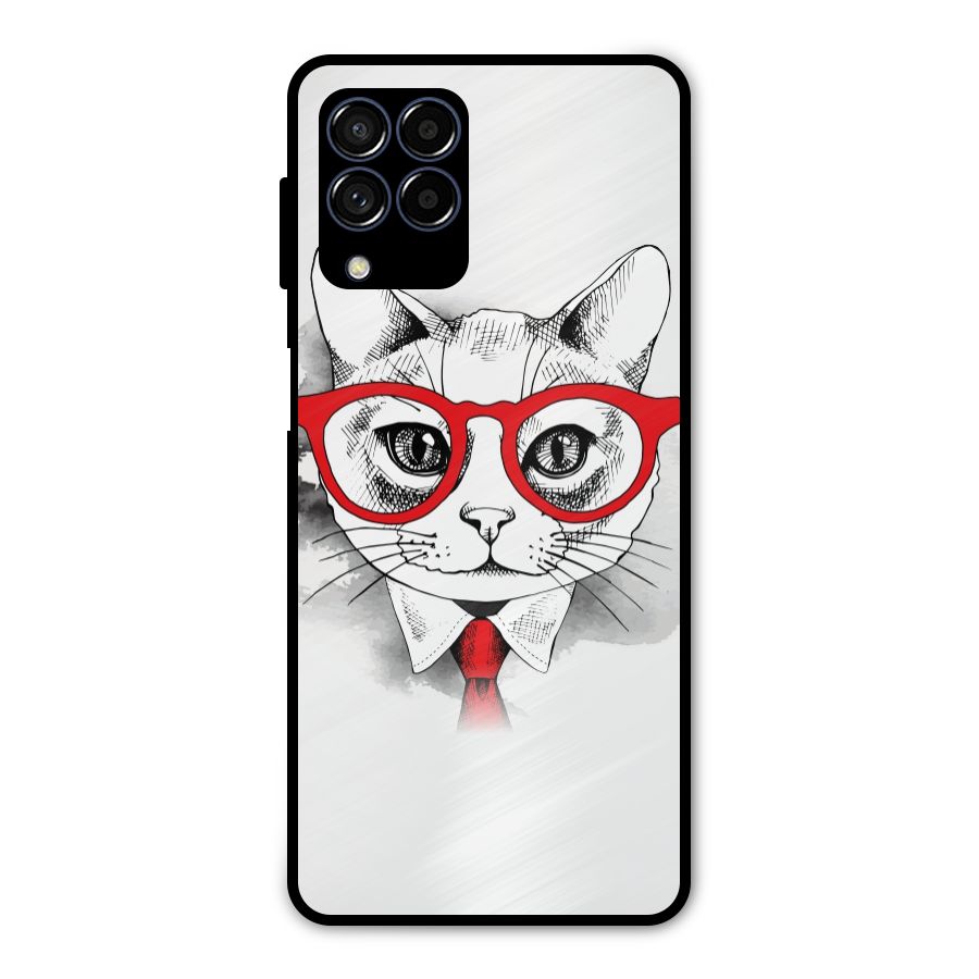 Business Cat Metal Back Case for Galaxy M53 5G