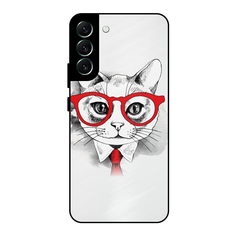 Business Cat Metal Back Case for Galaxy S22 Plus 5G