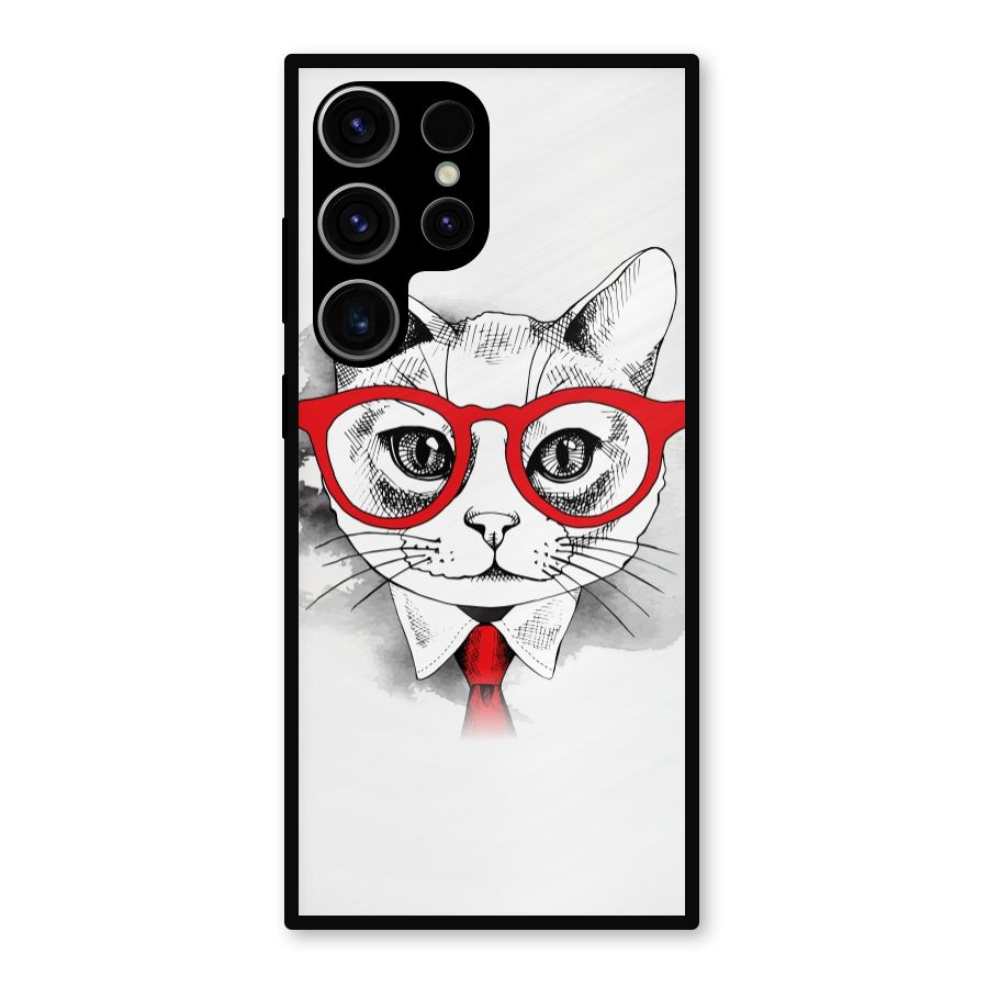 Business Cat Metal Back Case for Galaxy S23 Ultra