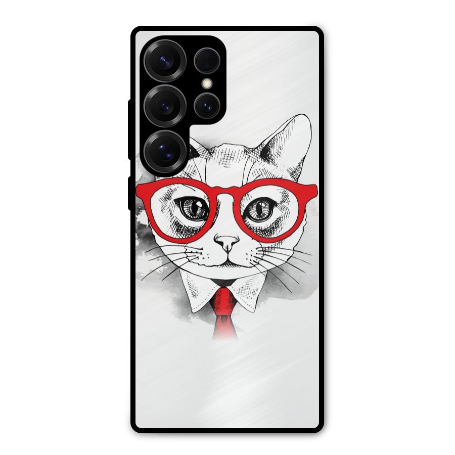 Business Cat Metal Back Case for Galaxy S25 Ultra