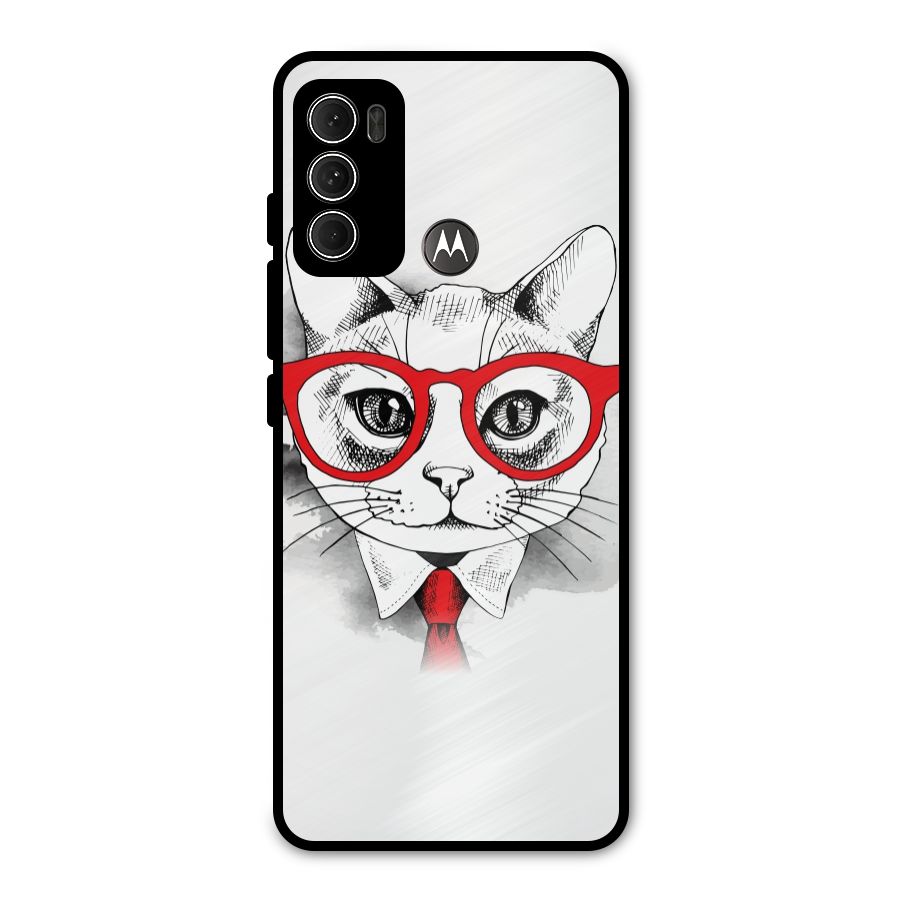 Business Cat Metal Back Case for Moto G60