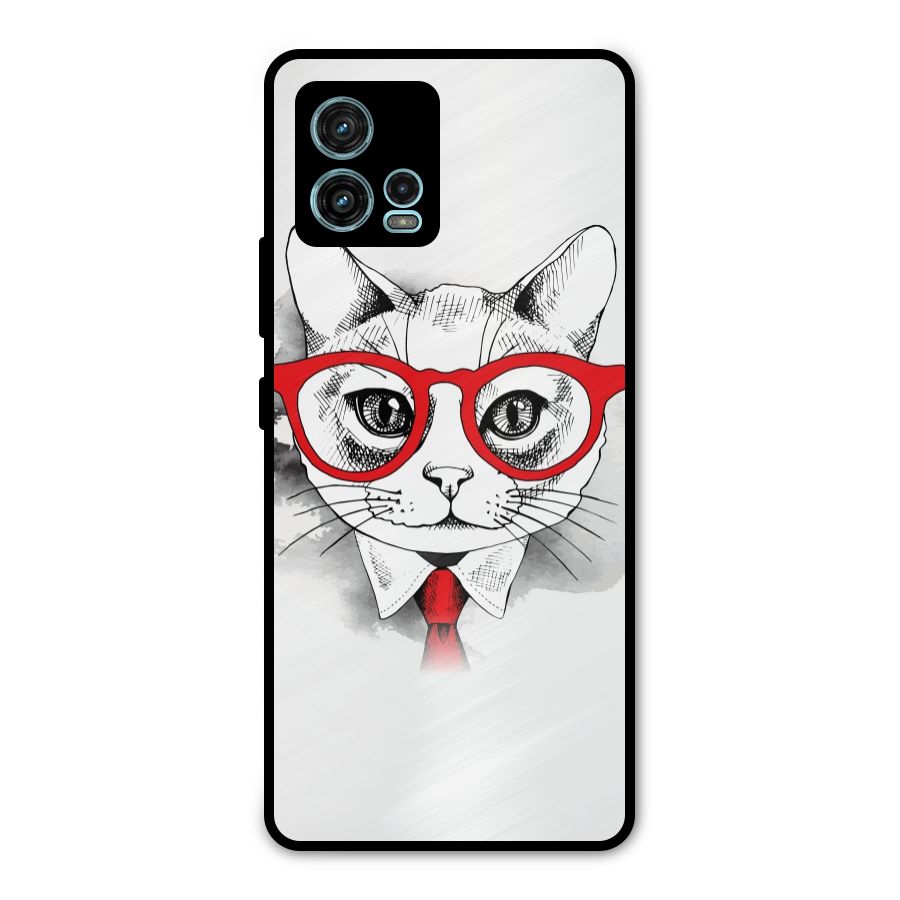 Business Cat Metal Back Case for Moto G72