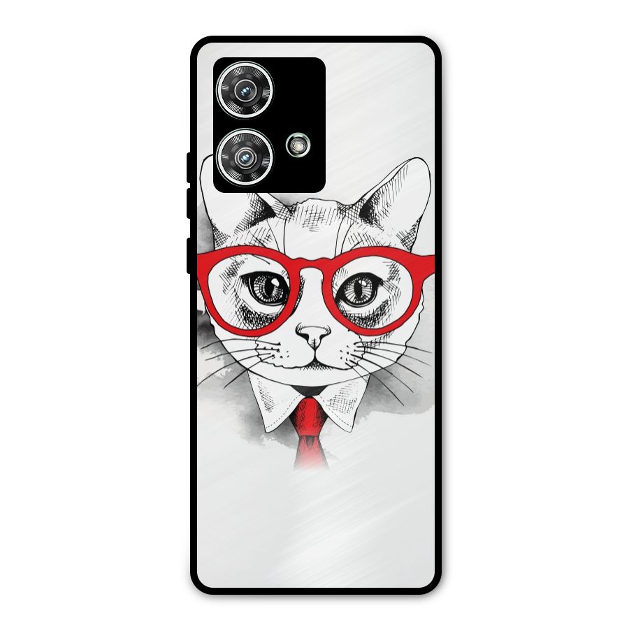 Business Cat Metal Back Case for Motorola Edge 40 Neo