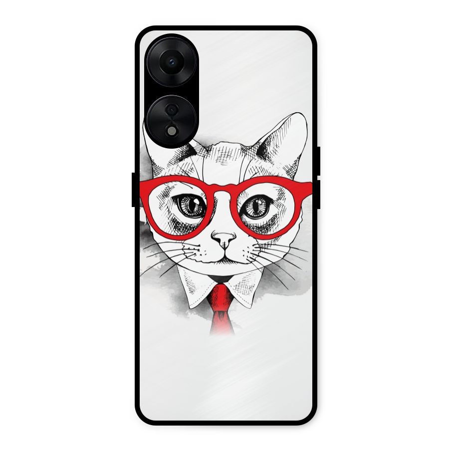 Business Cat Metal Back Case for Oppo A78 5G