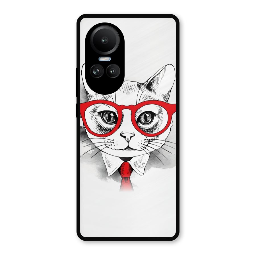 Business Cat Metal Back Case for Oppo Reno10 Pro
