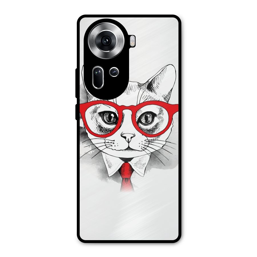Business Cat Metal Back Case for Oppo Reno11 5G