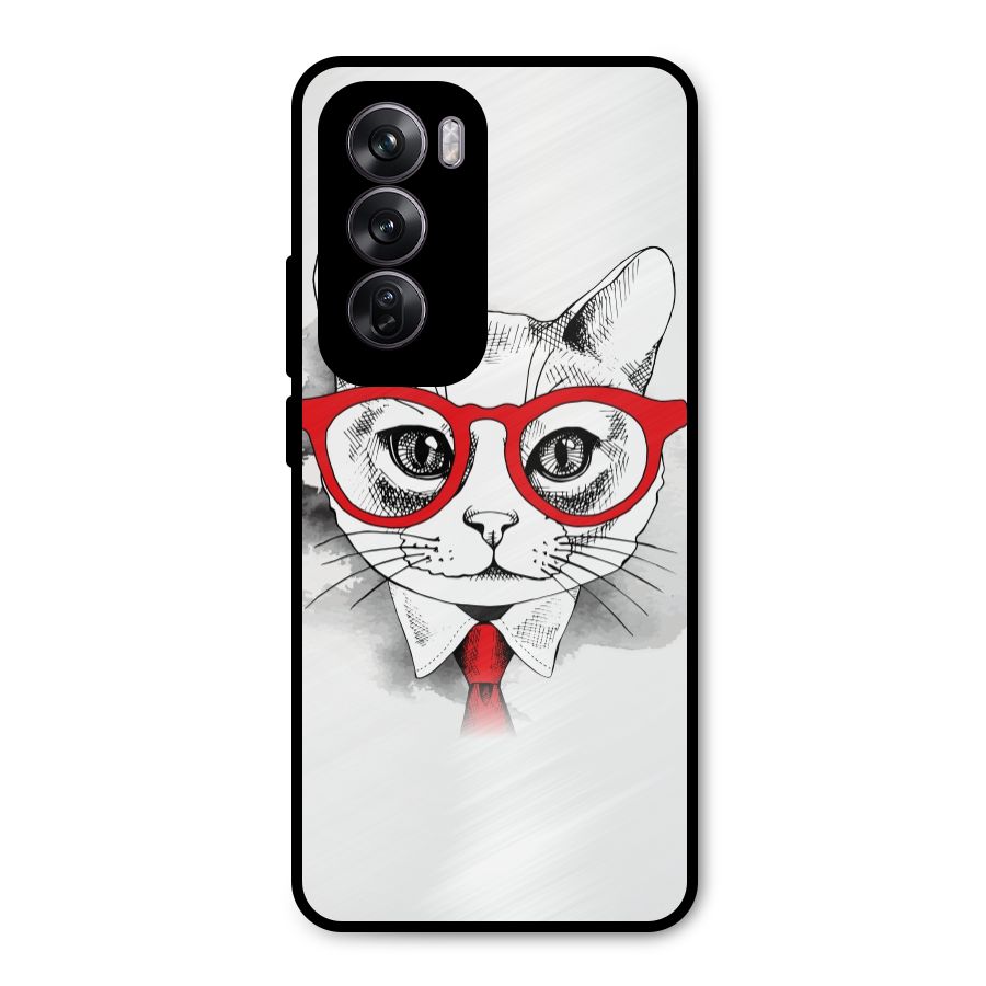 Business Cat Metal Back Case for Oppo Reno12 Pro
