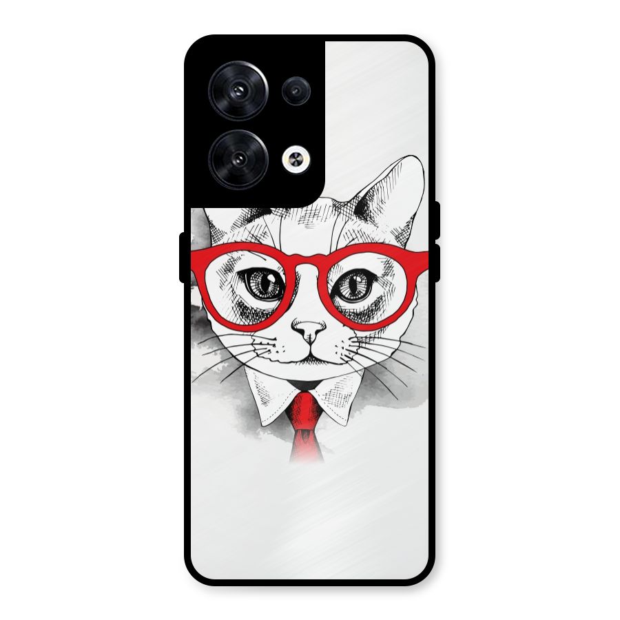Business Cat Metal Back Case for Oppo Reno8 5G