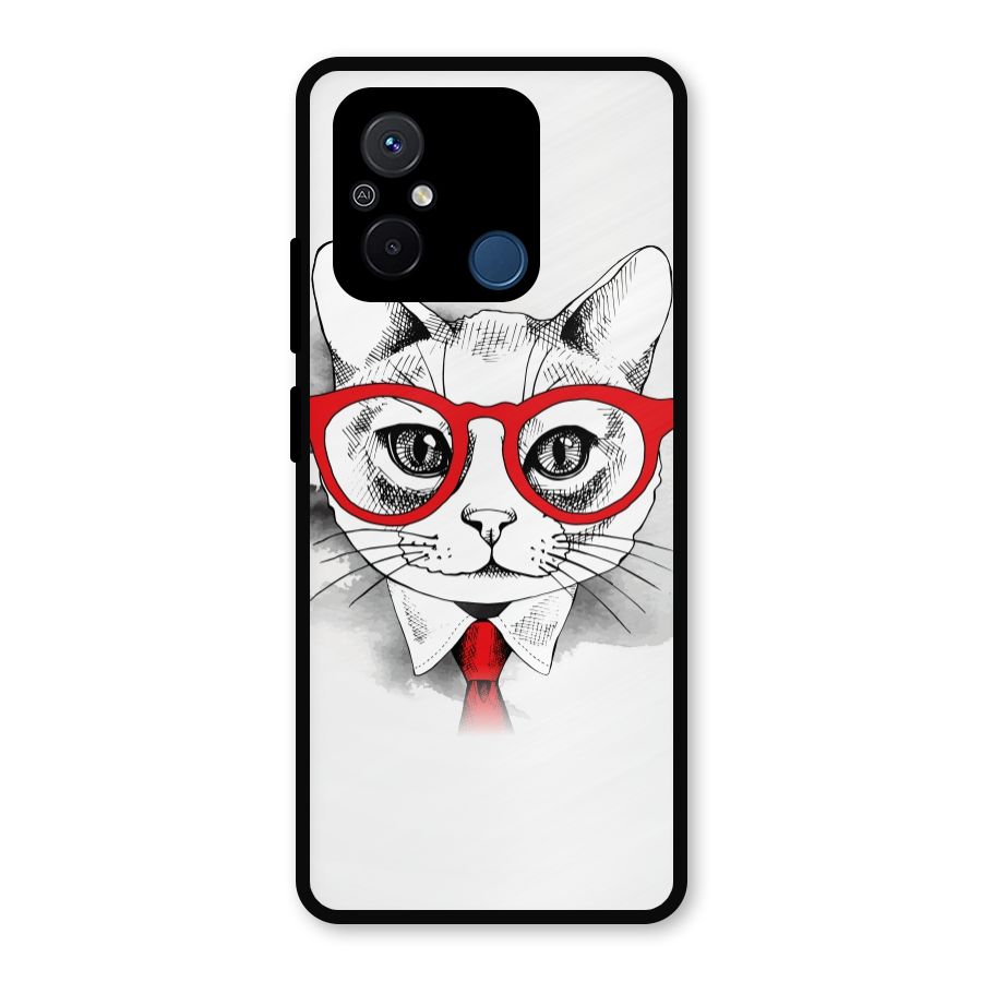 Business Cat Metal Back Case for Poco C55