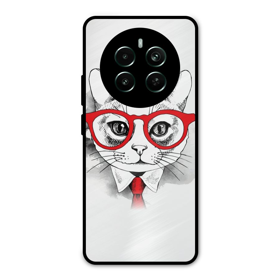 Business Cat Metal Back Case for Realme 12 Plus