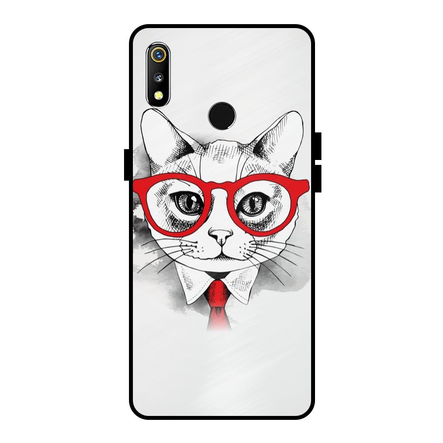 Business Cat Metal Back Case for Realme 3i