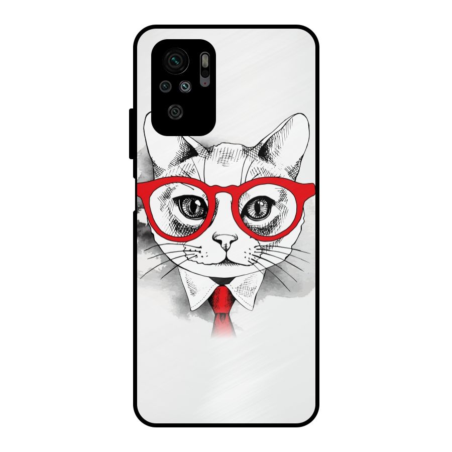 Business Cat Metal Back Case for Redmi Note 10S