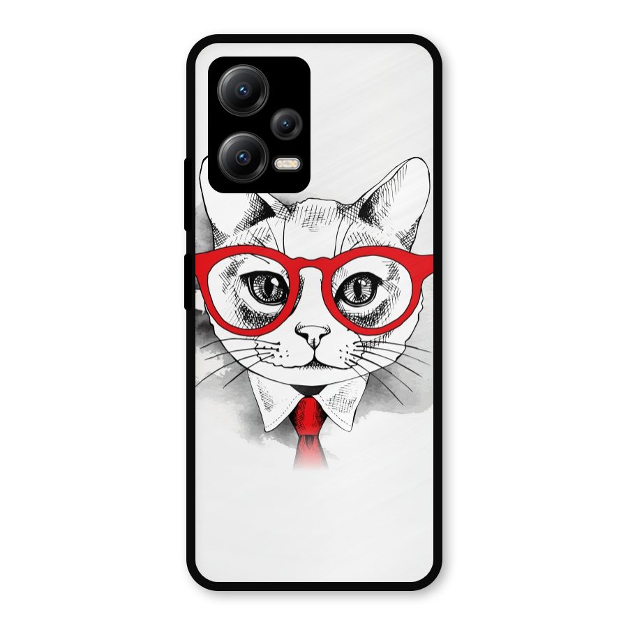 Business Cat Metal Back Case for Redmi Note 12 5G