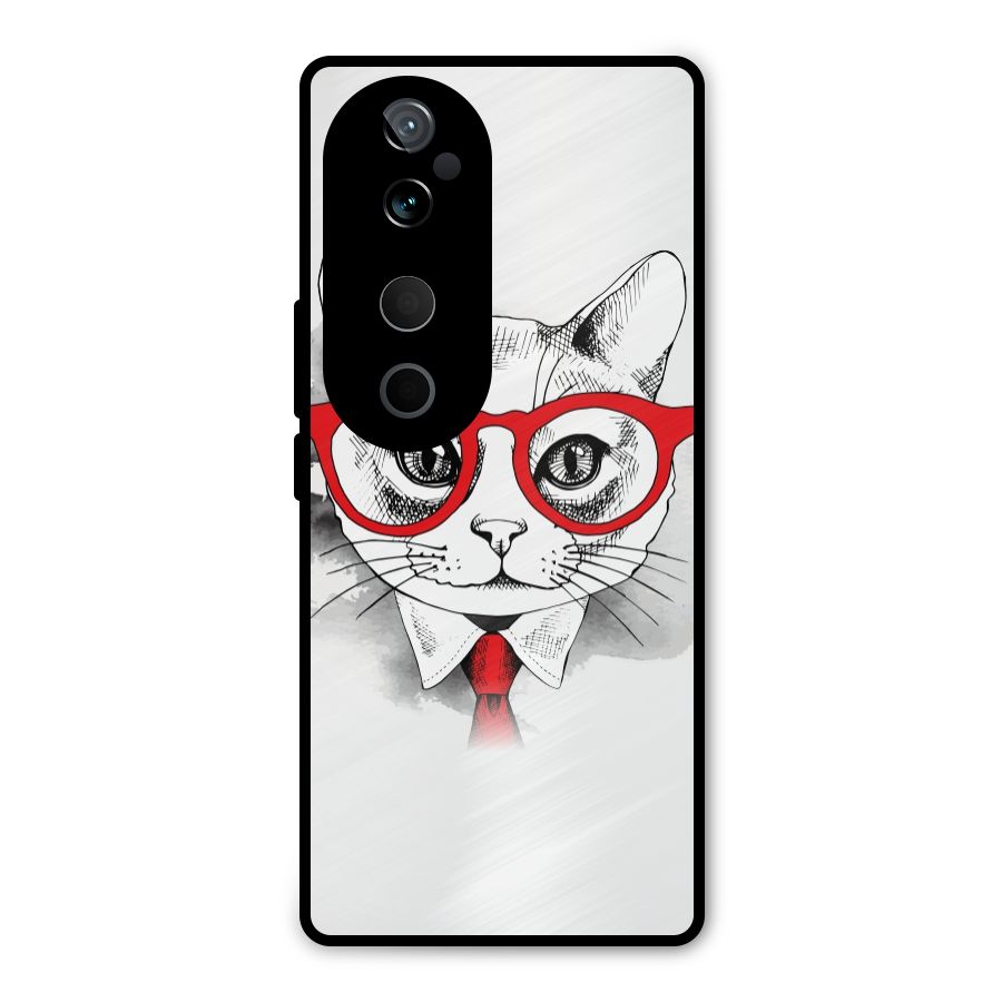 Business Cat Metal Back Case for Vivo T3 Ultra
