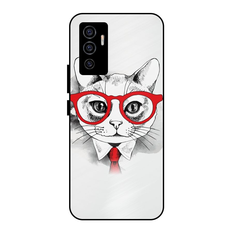 Business Cat Metal Back Case for Vivo V23e