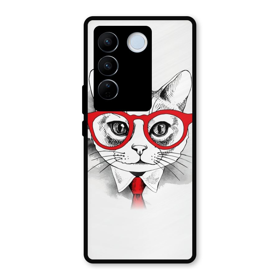 Business Cat Metal Back Case for Vivo V27