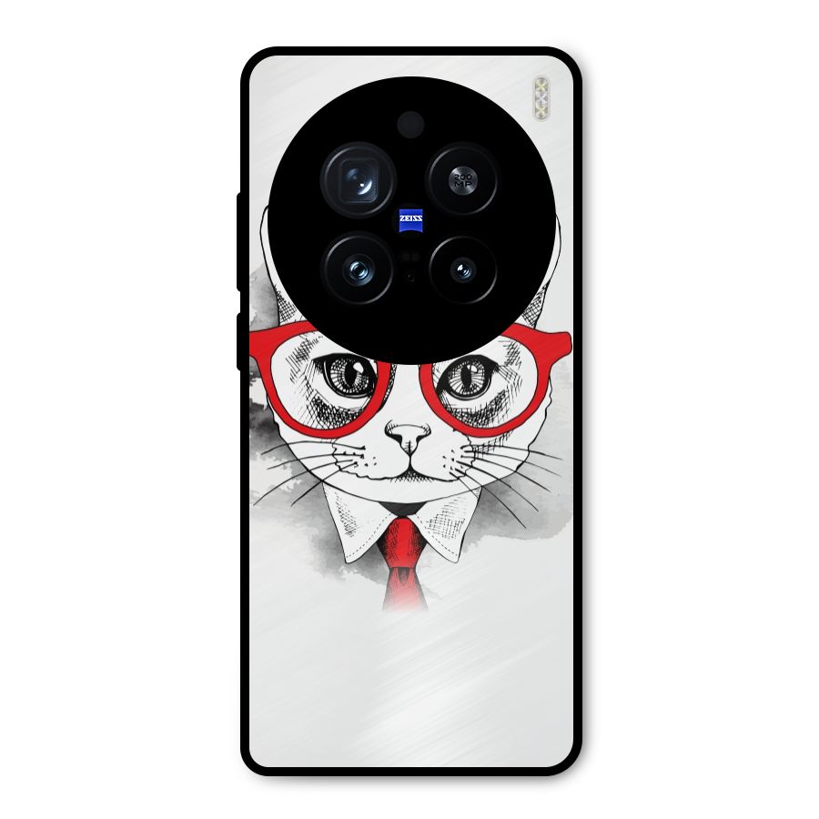 Business Cat Metal Back Case for Vivo X200 Pro