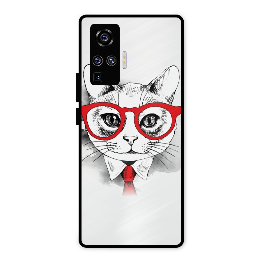 Business Cat Metal Back Case for Vivo X50 Pro