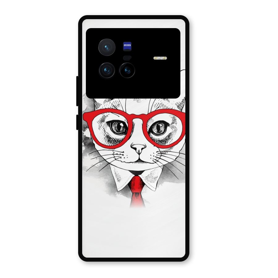 Business Cat Metal Back Case for Vivo X80