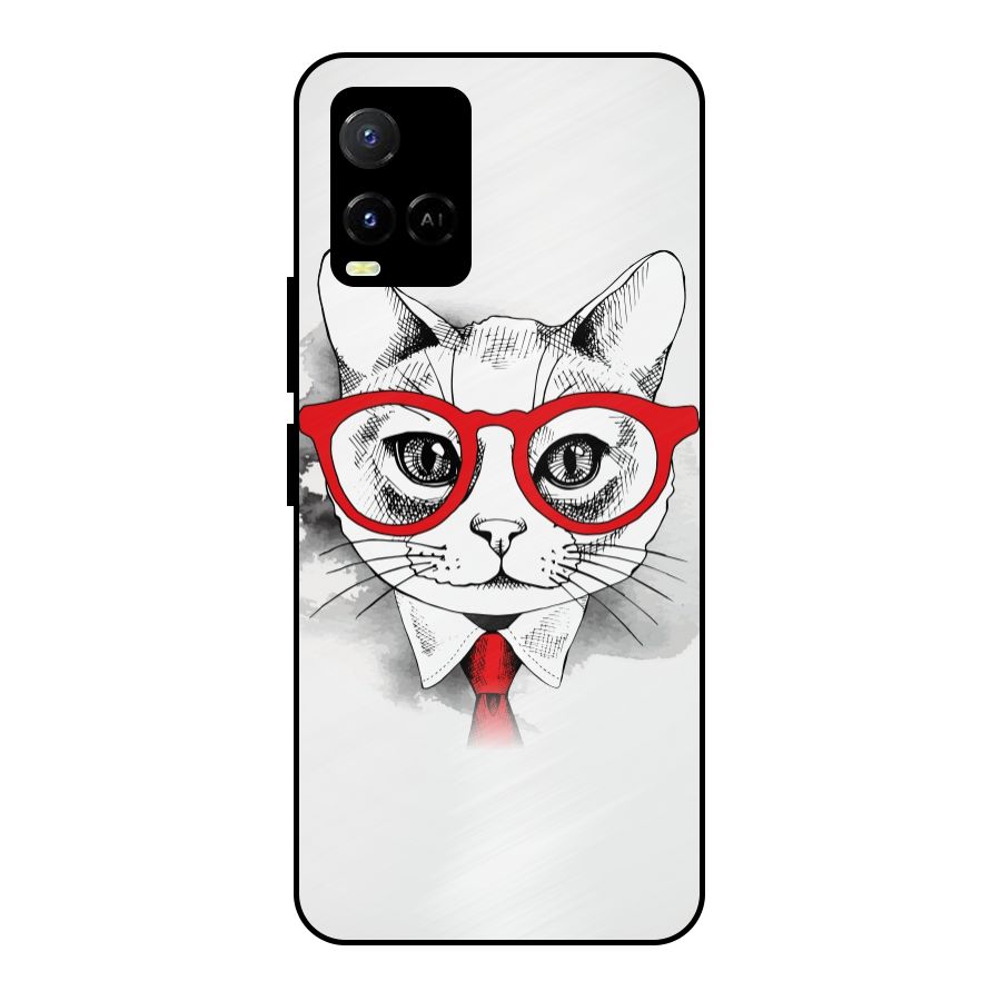 Business Cat Metal Back Case for Vivo Y21A