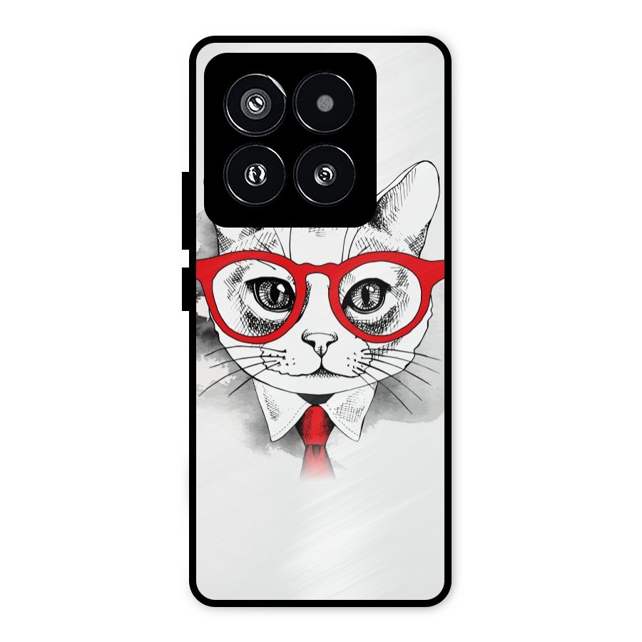 Business Cat Metal Back Case for Xiaomi 14 Pro