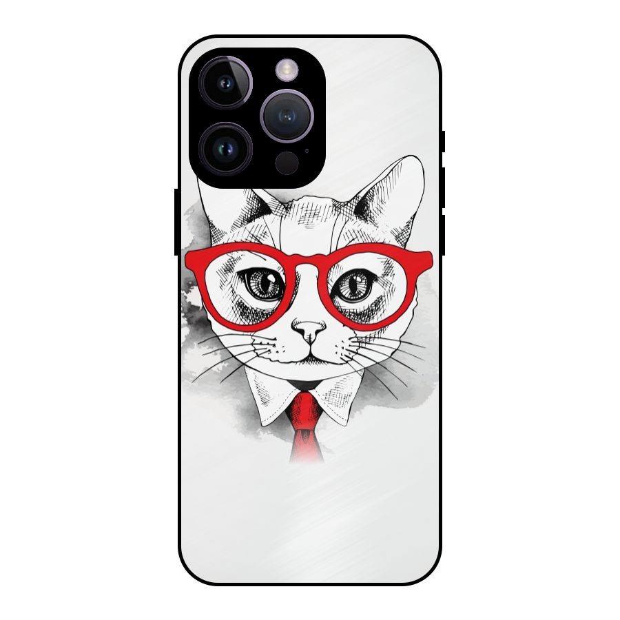 Business Cat Metal Back Case for iPhone 14 Pro Max