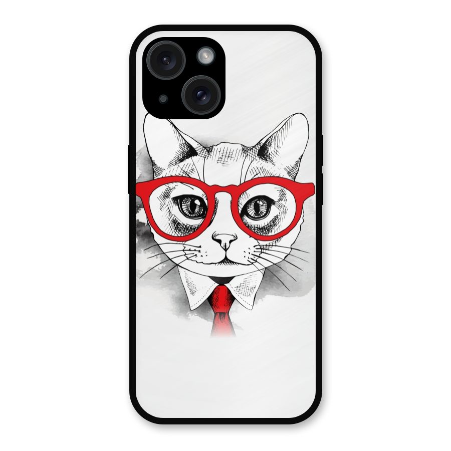 Business Cat Metal Back Case for iPhone 15