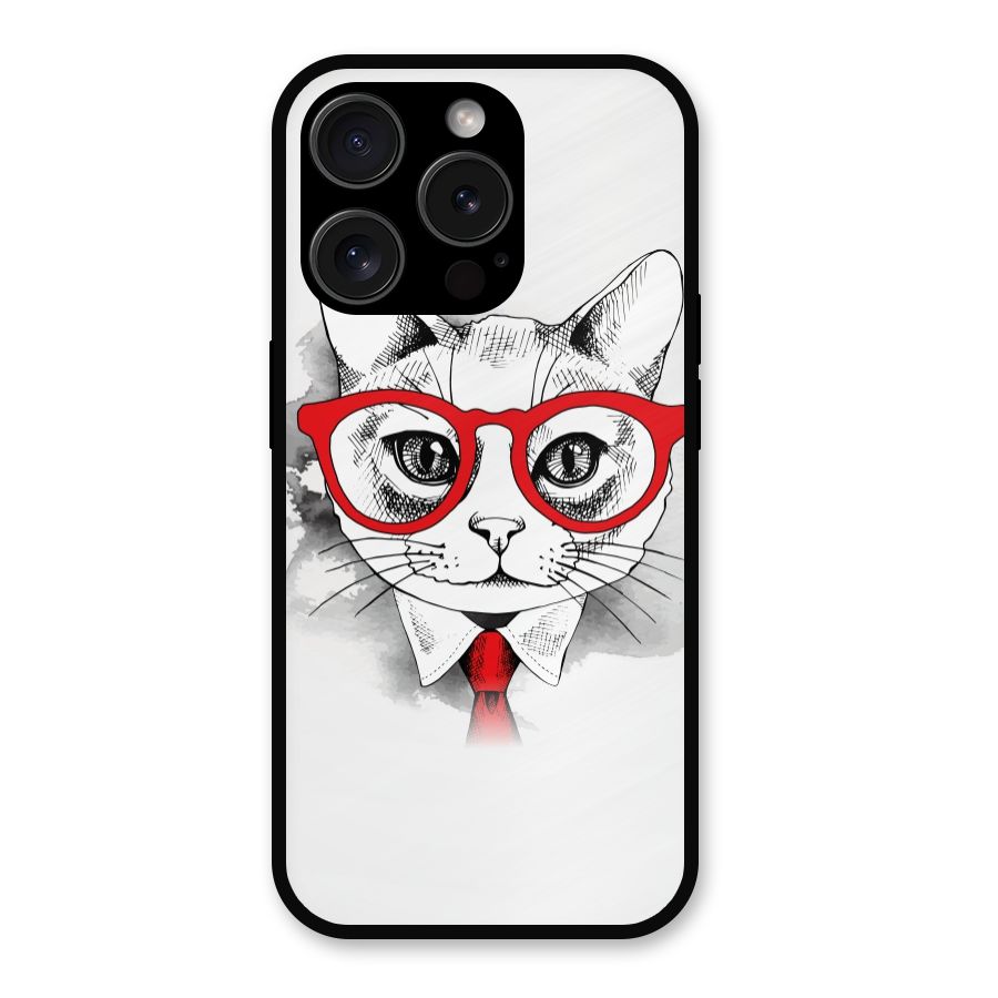 Business Cat Metal Back Case for iPhone 15 Pro