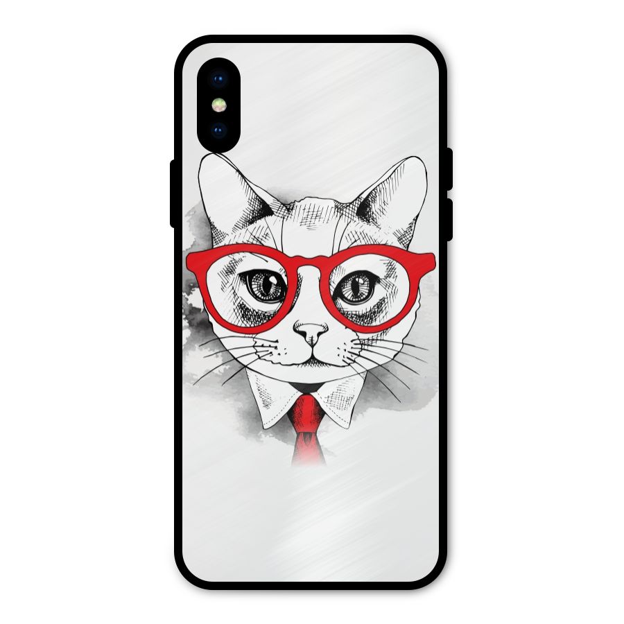Business Cat Metal Back Case for iPhone X
