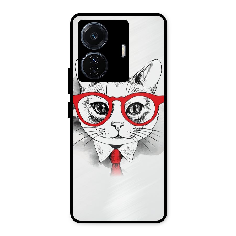 Business Cat Metal Back Case for iQOO Z6