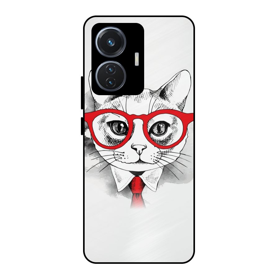 Business Cat Metal Back Case for iQOO Z6 44W