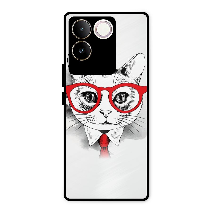 Business Cat Metal Back Case for iQOO Z7 Pro