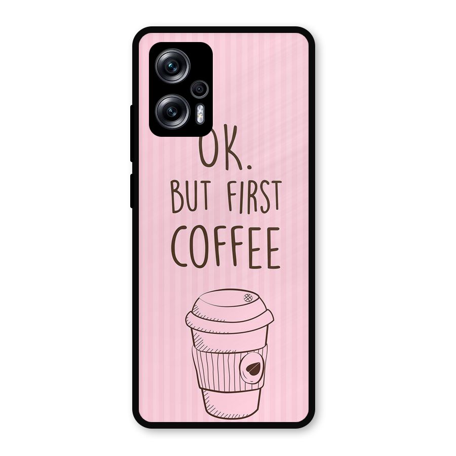 But First Coffee (Pink) Metal Back Case for Redmi K50i
