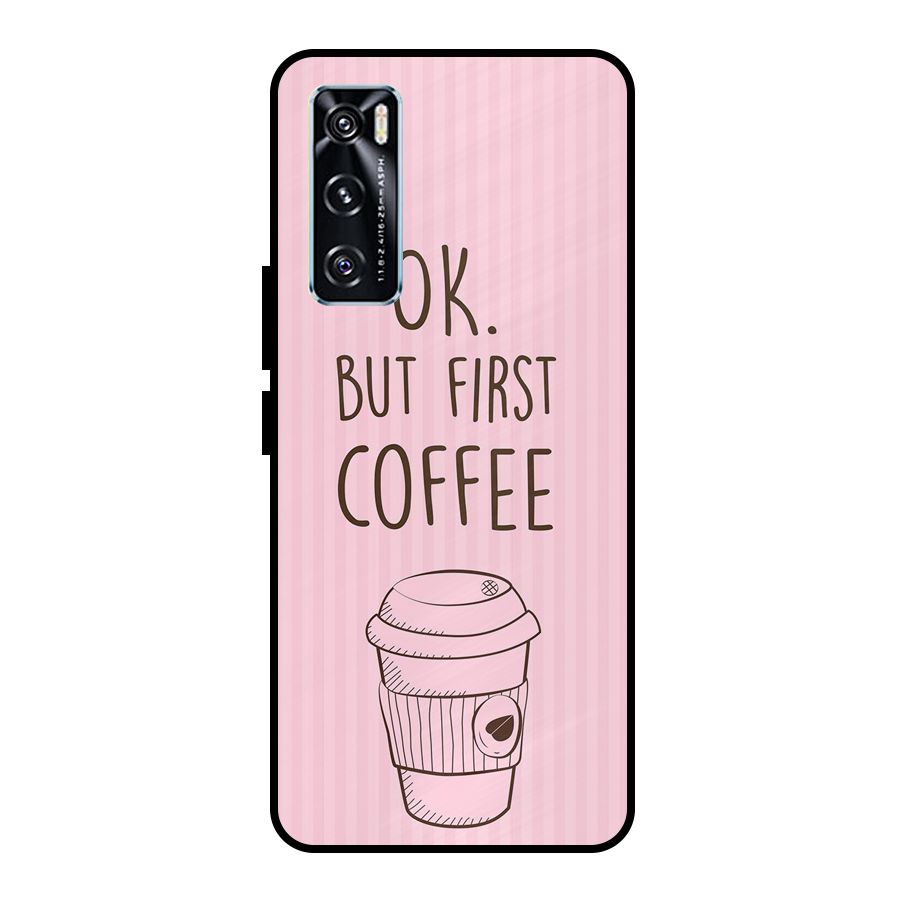 But First Coffee (Pink) Metal Back Case for Vivo V20 SE